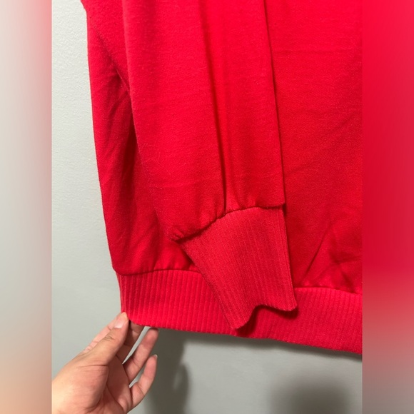 Torrid lightweight French terry V-neck ruffle shoulder sweater shirt - Picture 9 of 14